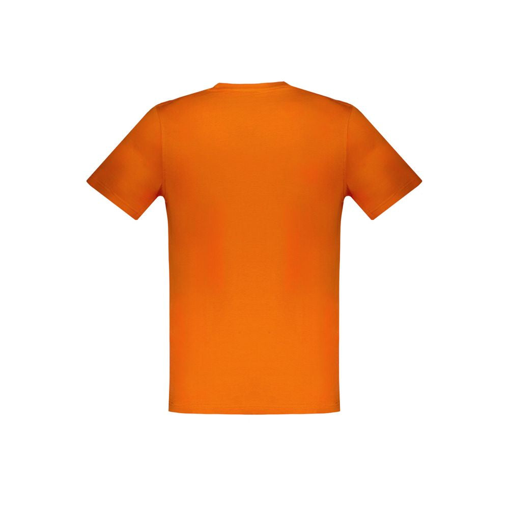 Harmont & Blaine orange cotton t-shirt, short sleeve, narrow fit, crew neck, logo embroidery, perfect for casual style.