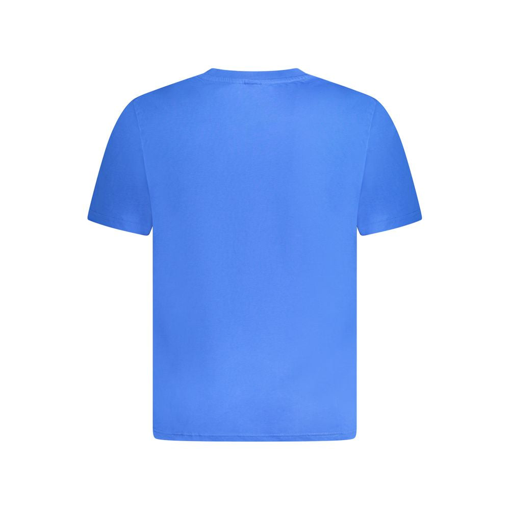 North Sails Blue Cotton Men T-Shirt, short sleeves, crew neck, iconic logo print; perfect for summer, 100% cotton, sea-inspired style.