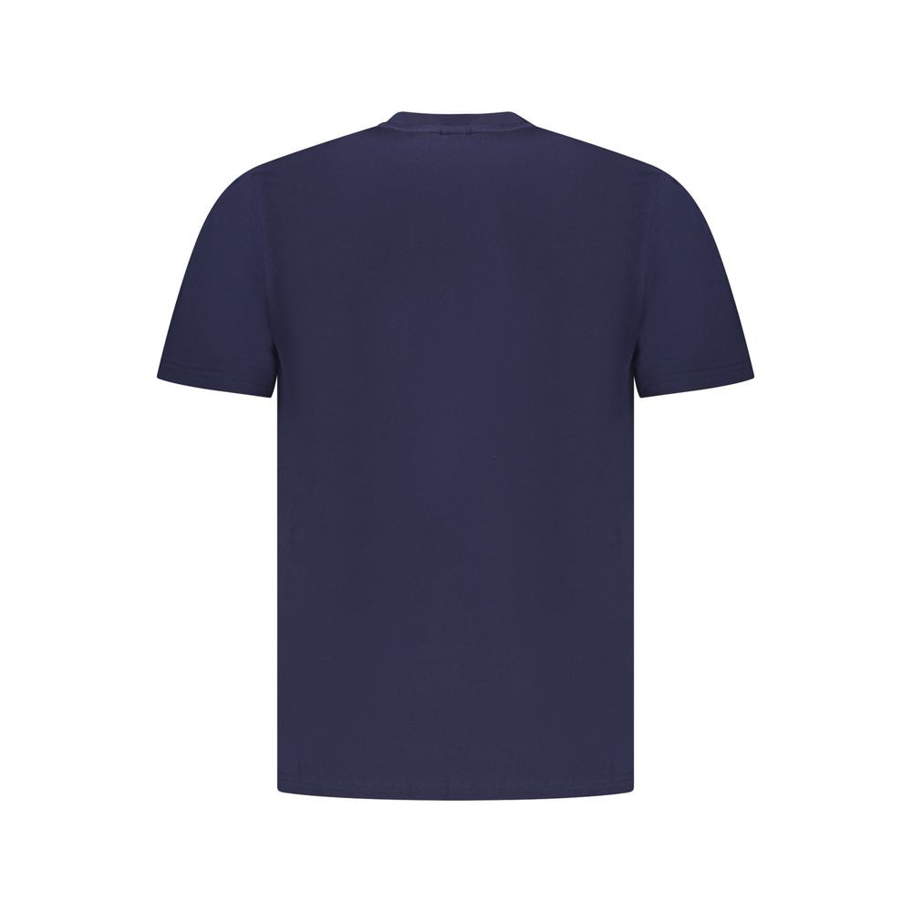 Back view of North Sails Blue Cotton Men's T-Shirt showcasing short sleeves and crew neck design for a nautical style.