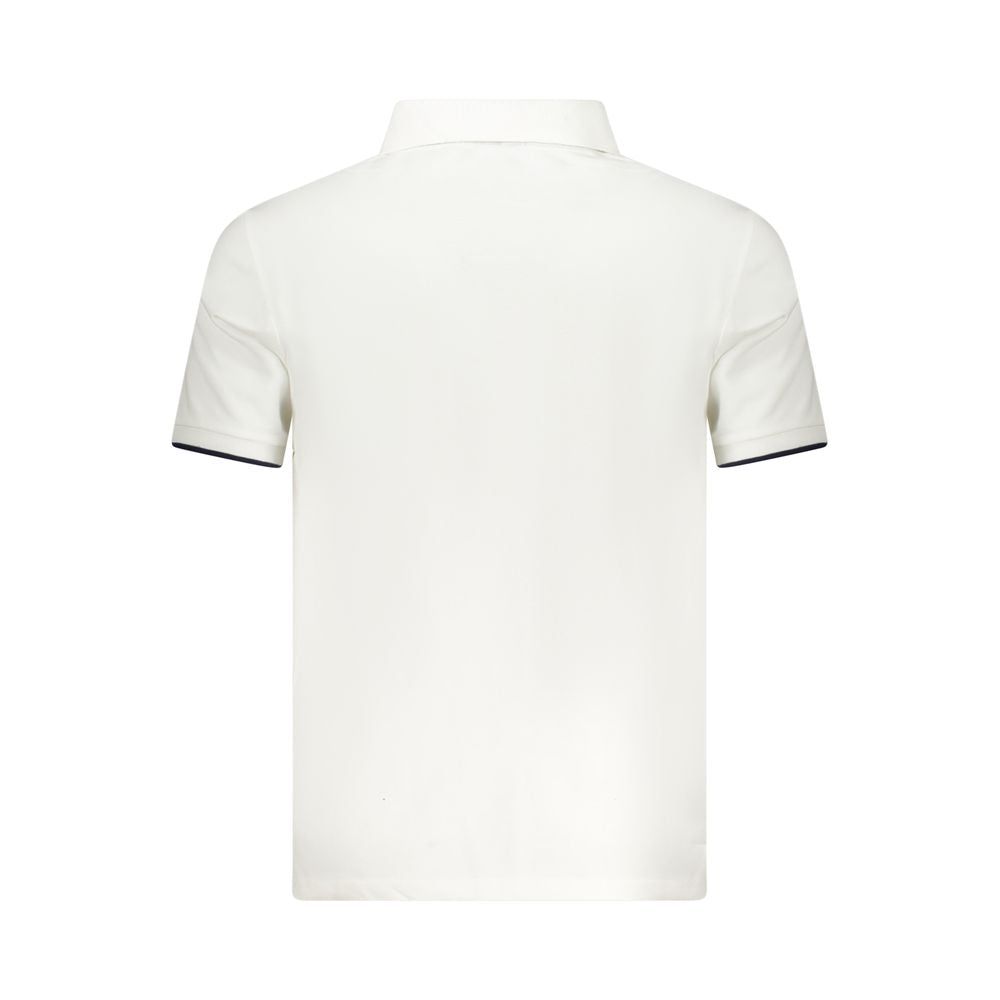 Back view of North Sails White Cotton Men Polo Shirt with contrasting details and logo, offering a timeless and sporty design.