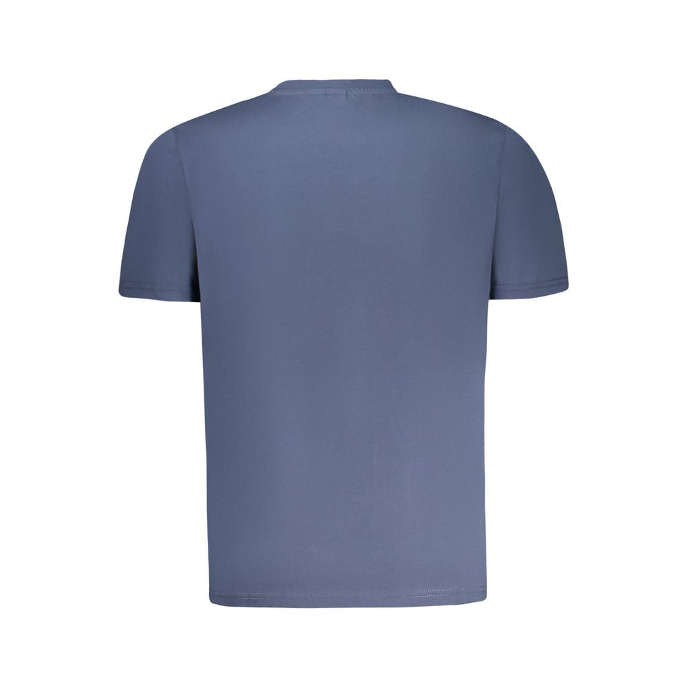 Back view of a North Sails blue cotton men's t-shirt, showcasing short sleeves and crew neck design for stylish casual wear.