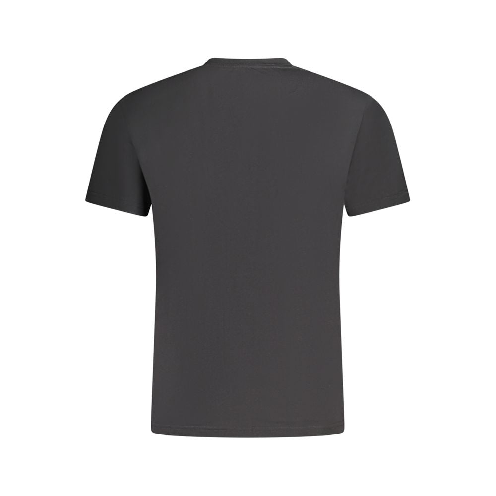 Back view of a Vans black cotton t-shirt featuring short sleeves, a classic fit, and crew neck design.