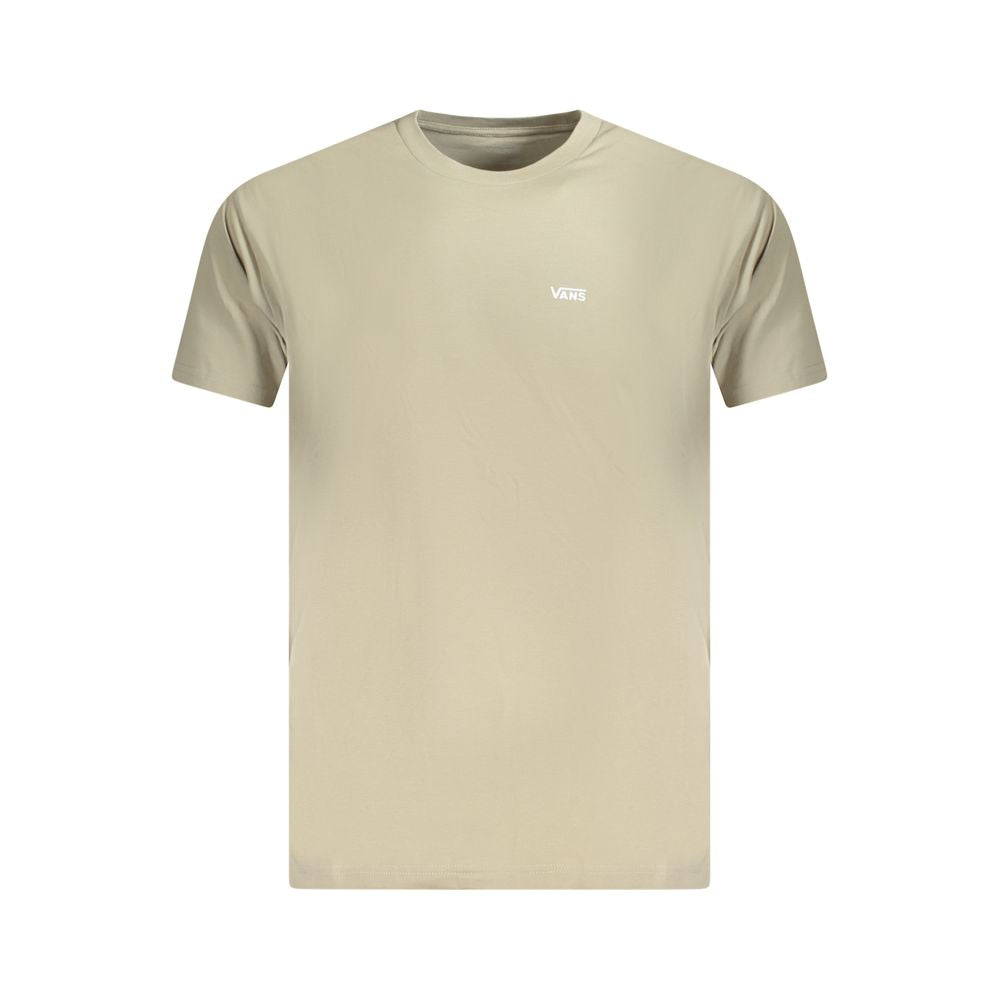 Vans beige cotton men's t-shirt with crew neck and short sleeves, featuring Vans logo and classic fit for casual style.