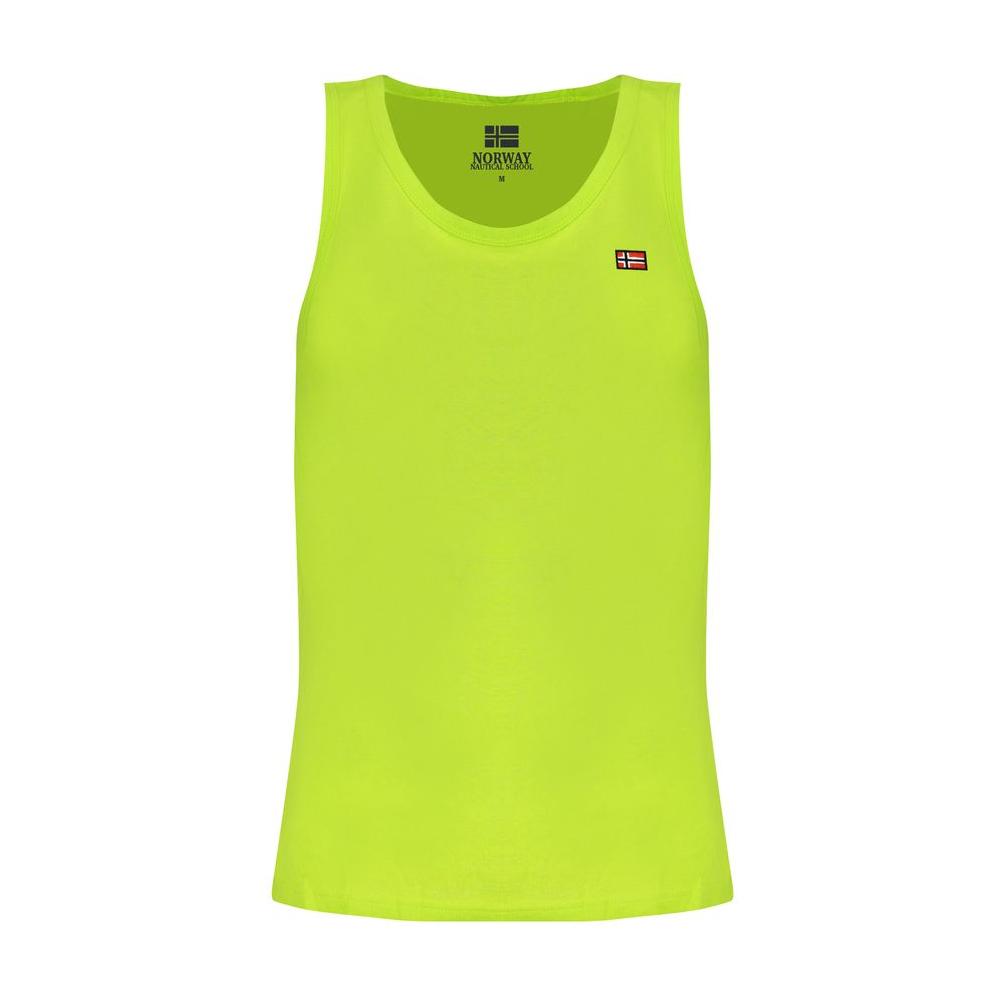 Norway 1963 green cotton tank top with crew neck and wide shoulders, featuring embroidered logo, perfect for casual wear.