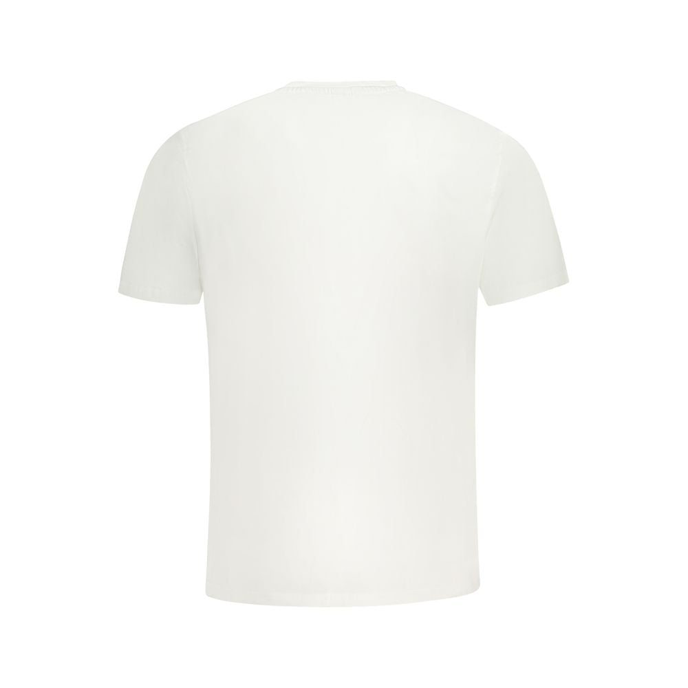 Back view of North Sails white cotton men's T-shirt showcasing quality and style, perfect for casual wear.
