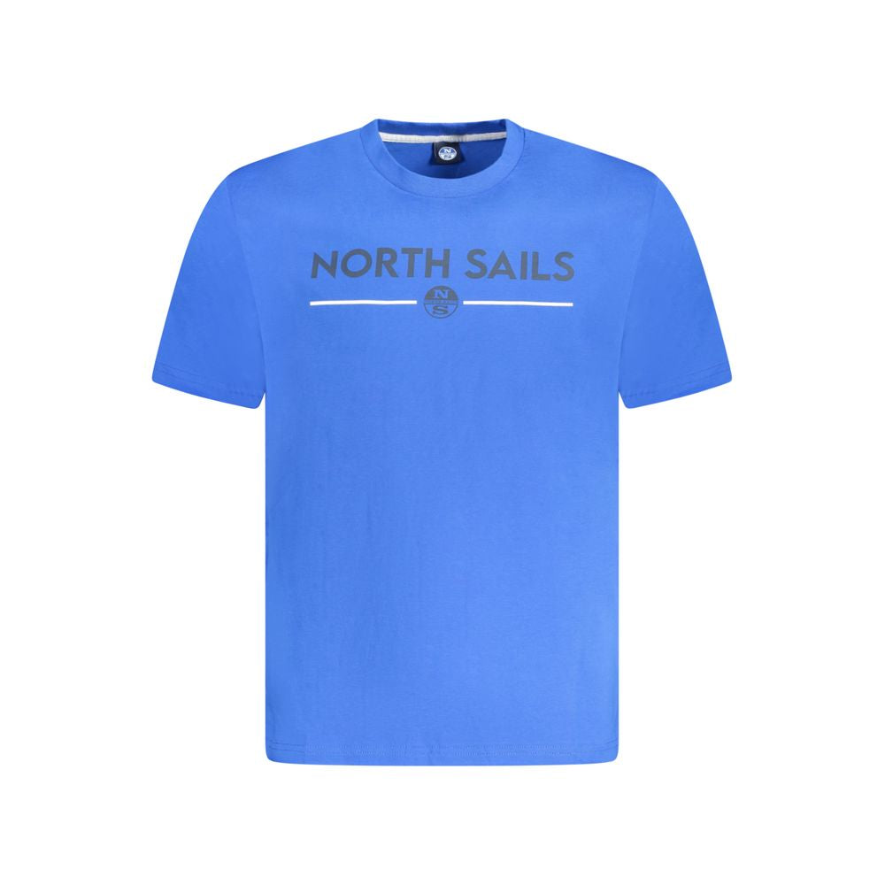 North Sails blue cotton men's t-shirt with logo print, short sleeves, chic casual wear