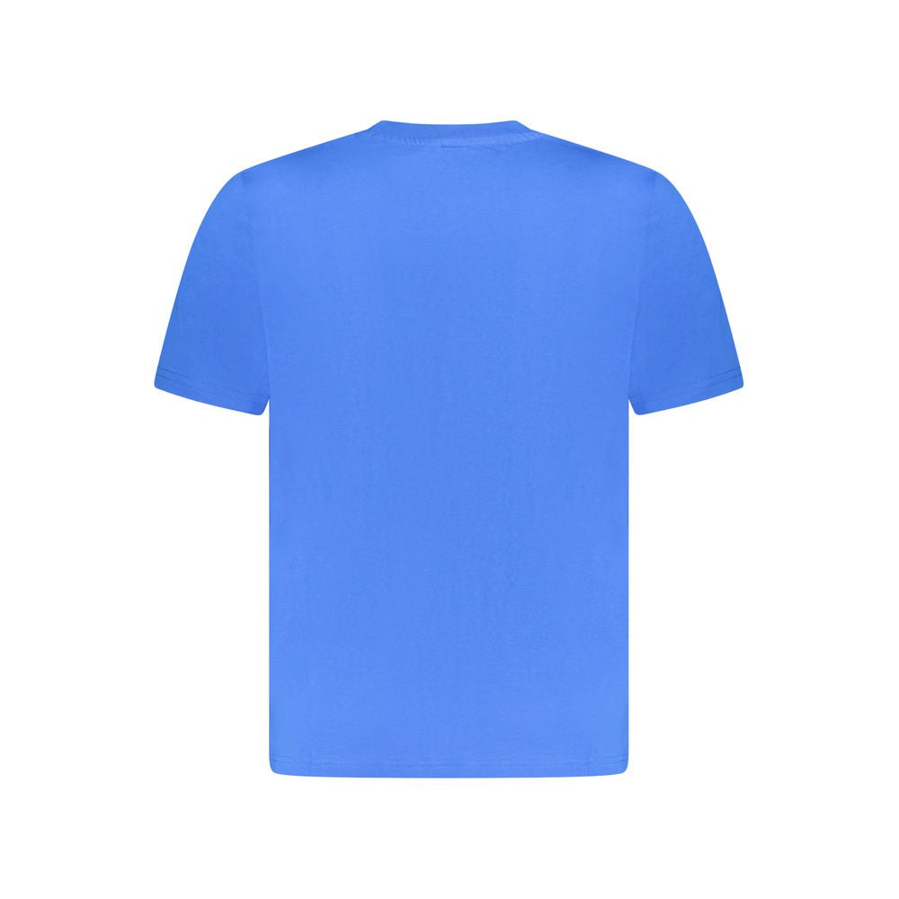 Back view of a blue North Sails 100% cotton men's t-shirt with short sleeves, showcasing simple and sleek style for casual wear.