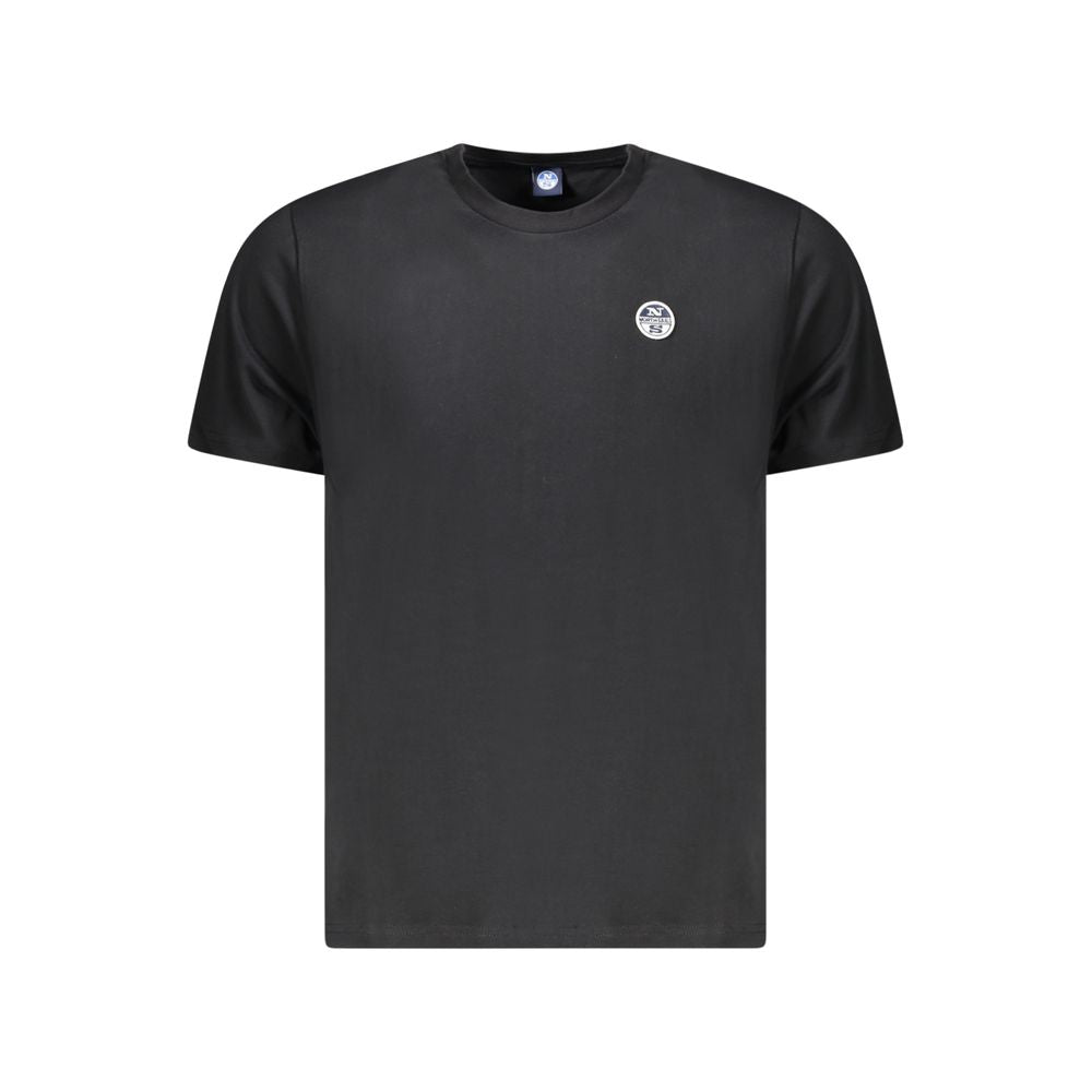 North Sails black cotton men's T-shirt with logo, short sleeves, crew neck design for style and comfort.