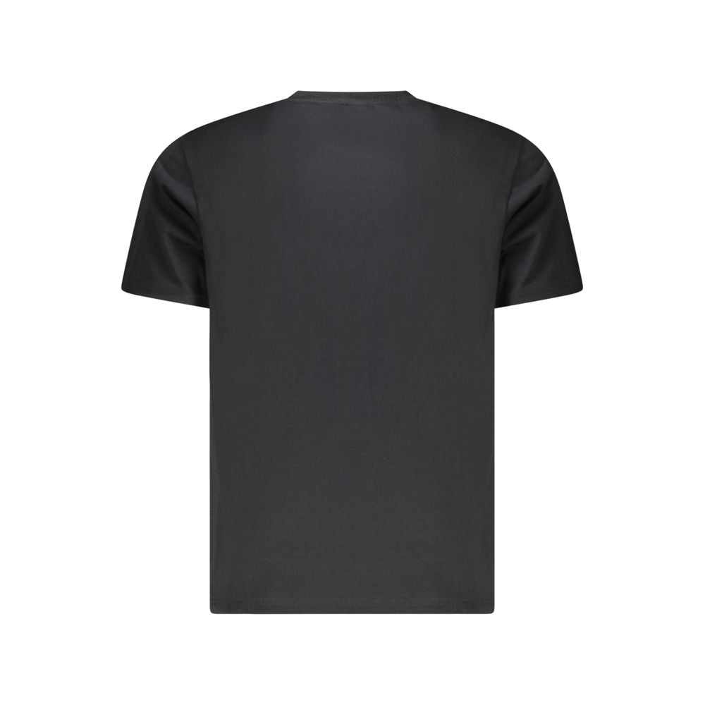 Back view of North Sails black cotton men's T-shirt with short sleeves and crew neck, perfect for casual and adventure wear.