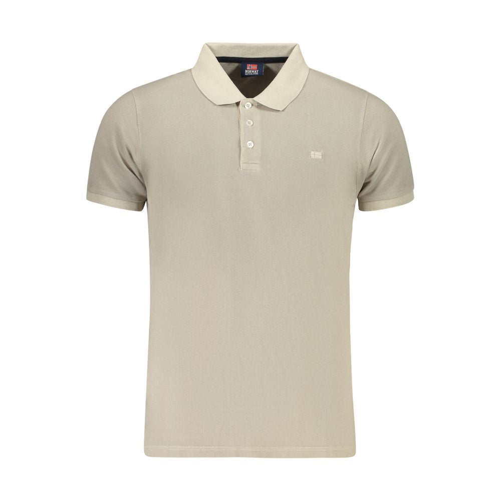 Norway 1963 beige cotton polo shirt with short sleeves, three buttons, and logo embroidery, ideal for casual and stylish occasions.