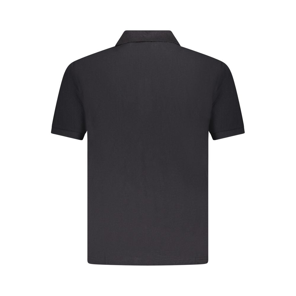 Elegant black cotton polo shirt with short sleeves and classic design, U.S. Grand Polo. Ideal for stylish casual wear.