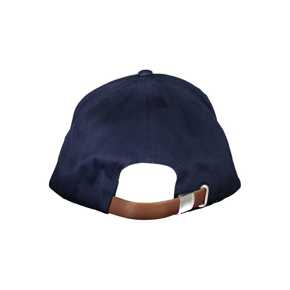 Back view of La Martina blue cotton cap featuring visor, embroidery, contrasting details, and logo accents.