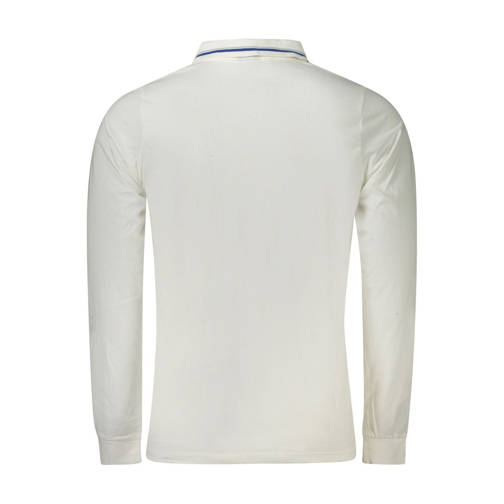 Back view of Norway 1963 white cotton long sleeve men's polo shirt, showcasing premium quality and classic design.