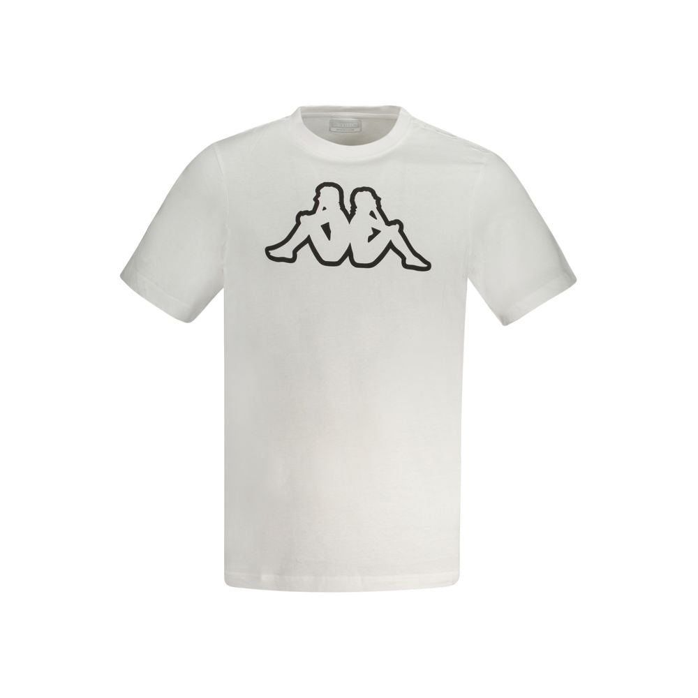 Kappa White Cotton Men's T-Shirt with Short Sleeves and Crew Neck featuring Iconic Logo for Casual Style