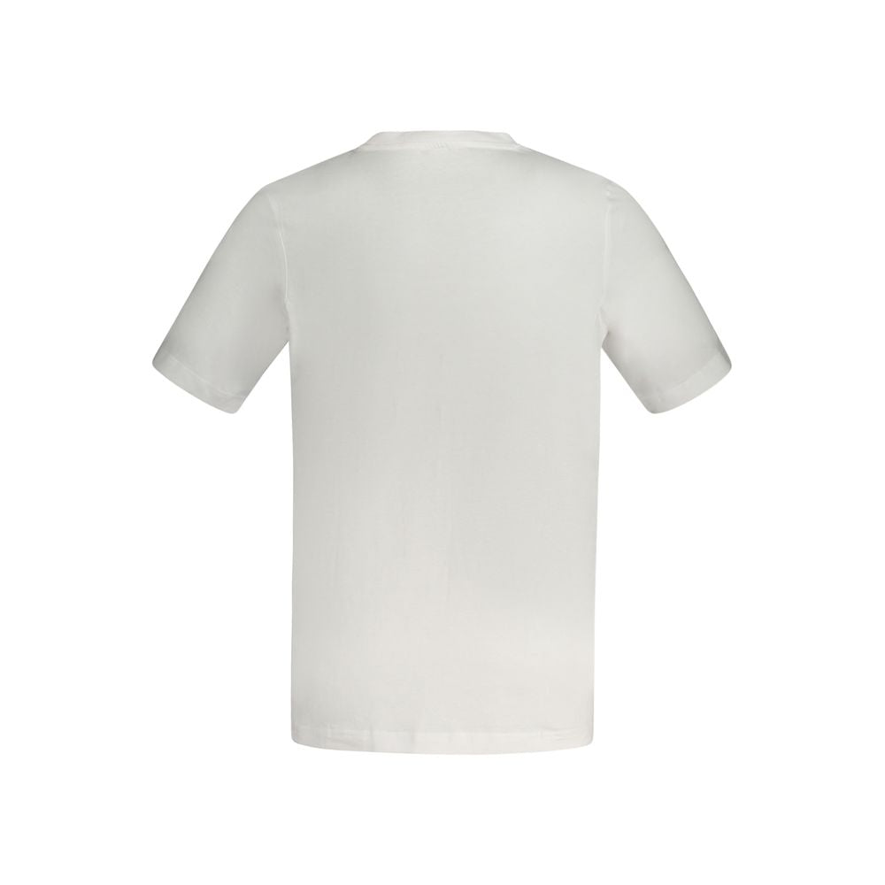 Back view of Kappa white cotton men's t-shirt, featuring short sleeves and a regular fit, ideal for casual and stylish occasions.