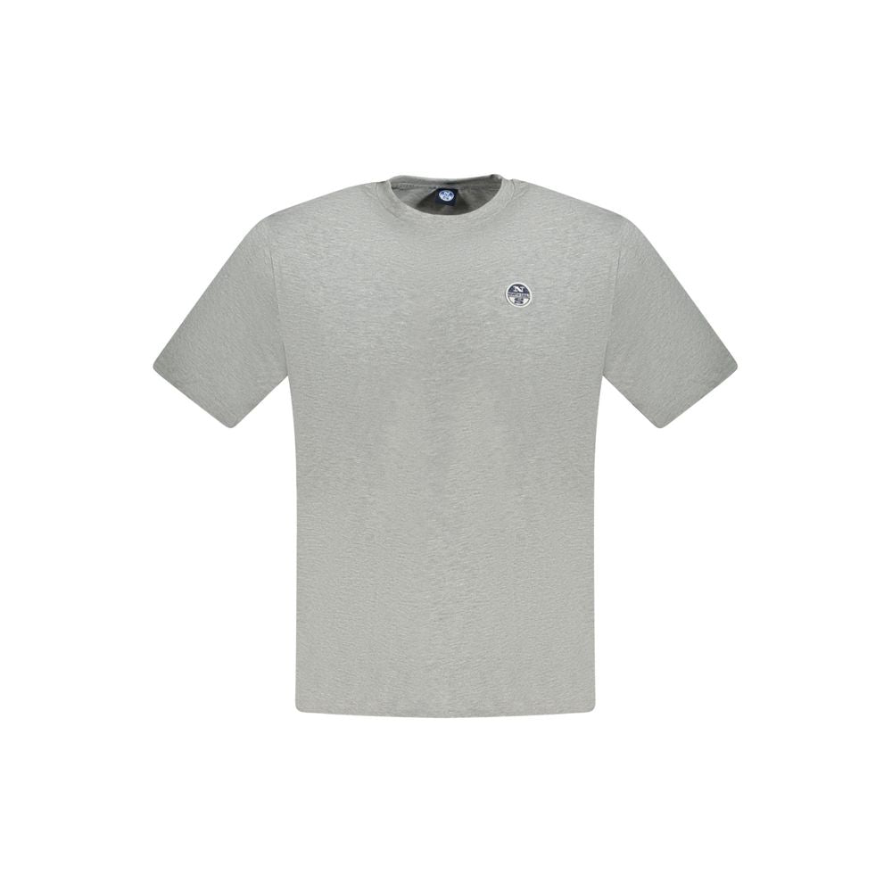North Sails brown cotton men's T-shirt with short sleeves and crew neck, featuring bold logo, made for comfort and eco-conscious style.