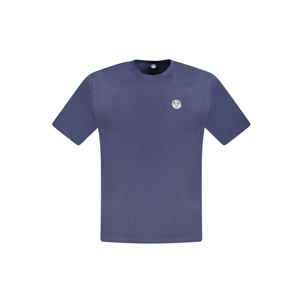 North Sails blue cotton men's t-shirt with crew neck and logo, made in Egypt.