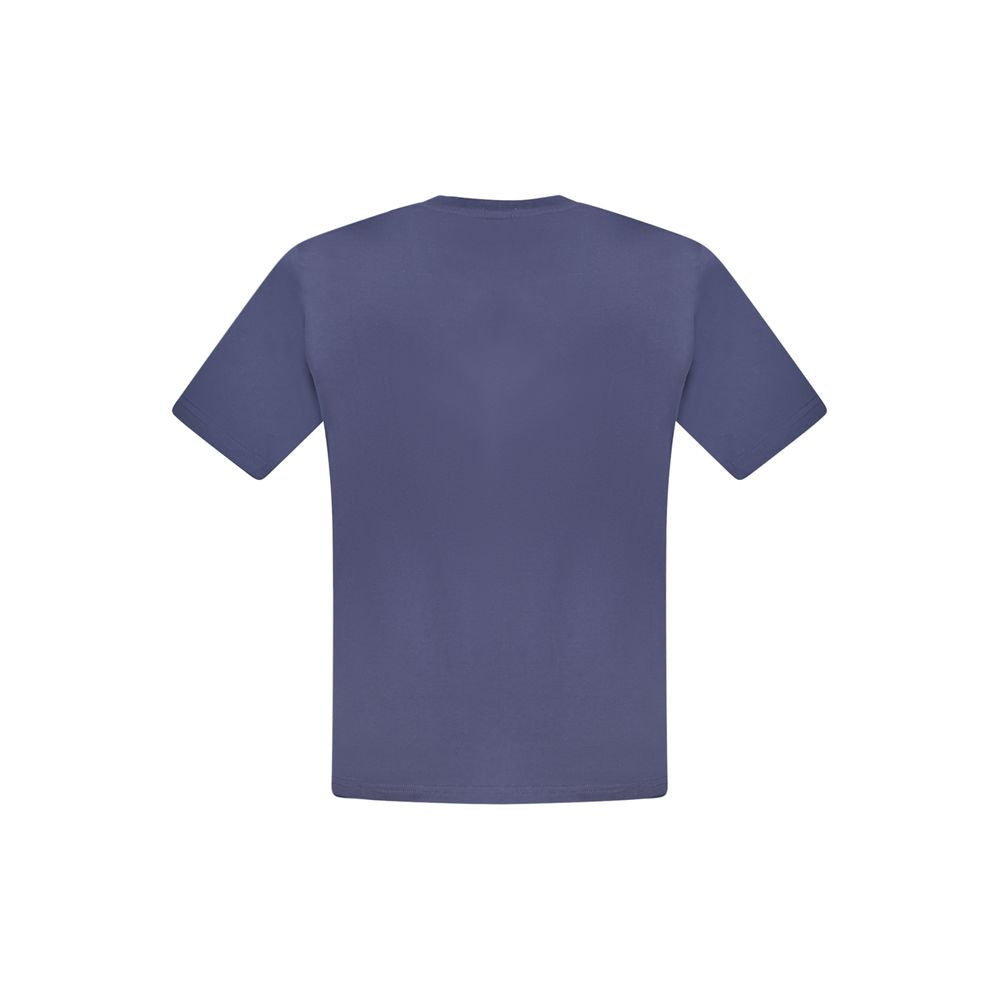 Back view of North Sails blue cotton men's t-shirt with short sleeves, featuring a crew neck style.