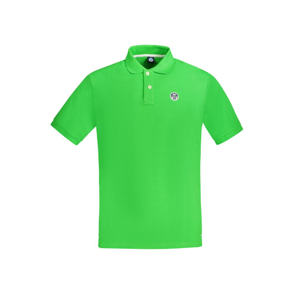 North Sails green cotton men's polo shirt with logo, short sleeves, and two-button placket, perfect for a classic preppy style.