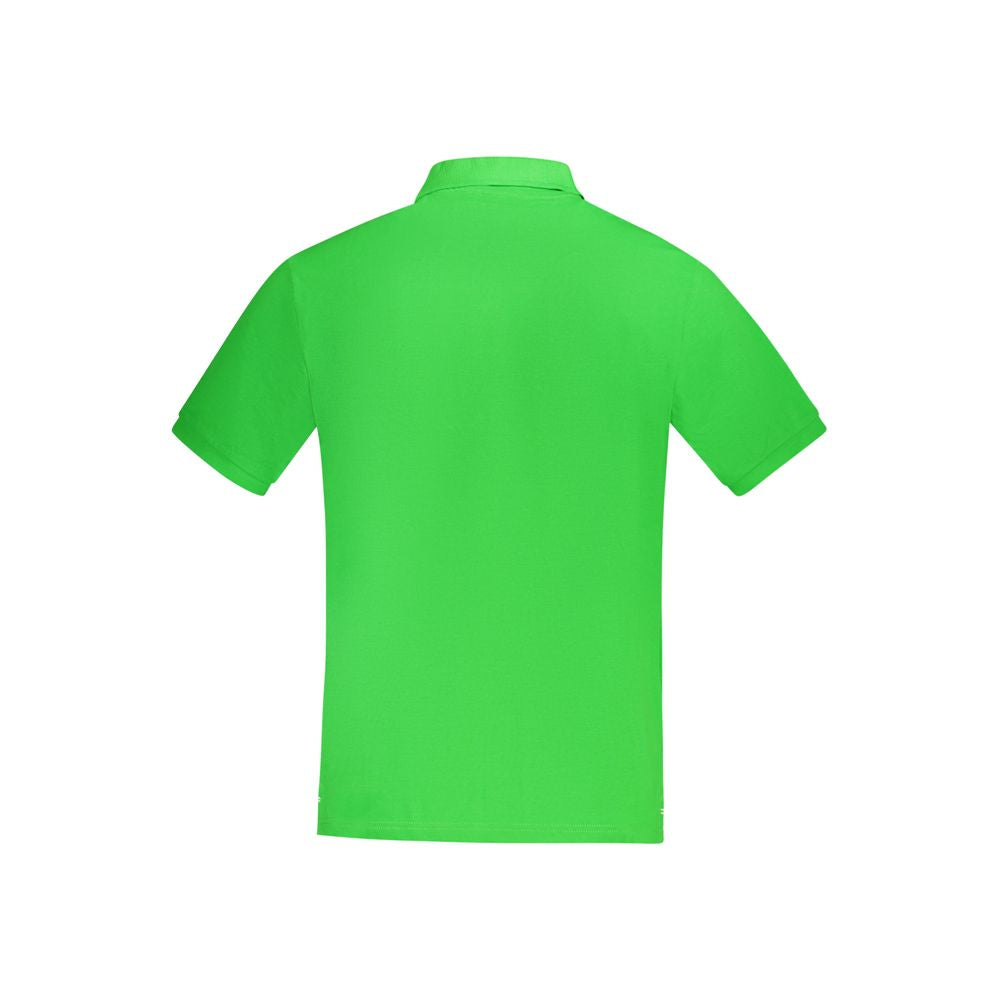 North Sails Green Cotton Men Polo Shirt, back view showcasing short sleeves and classic collar design.