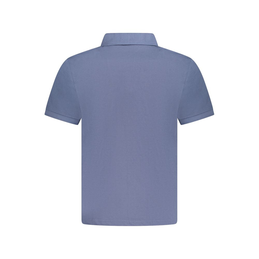 Back view of North Sails Blue Cotton Men's Polo Shirt with short sleeves and classic collar, ideal for comfort and style.