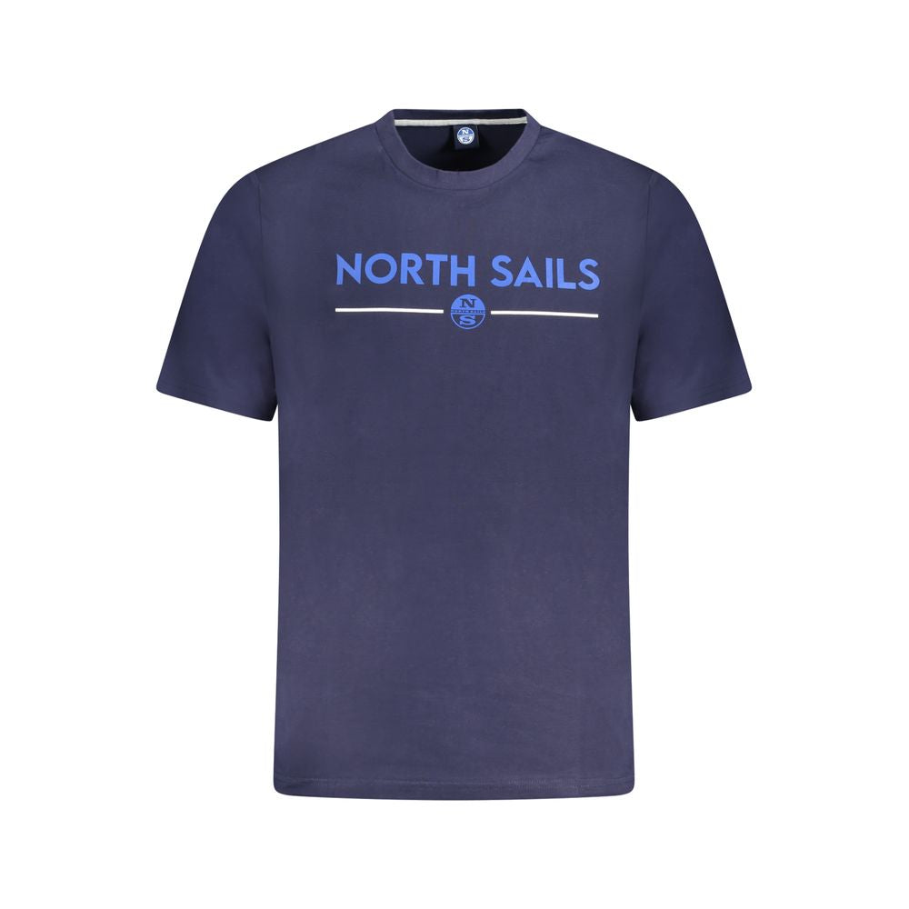 North Sails blue cotton men's t-shirt with crew neck and logo print