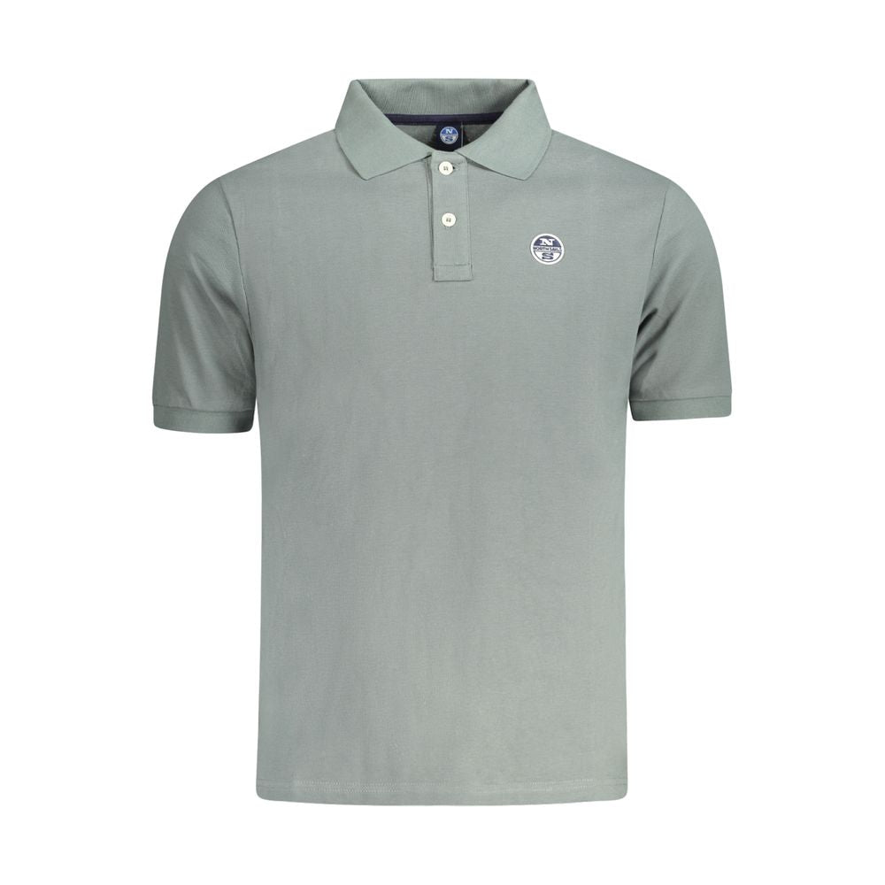 North Sails green cotton men's polo shirt with logo and two-button placket, perfect for casual or sophisticated style.