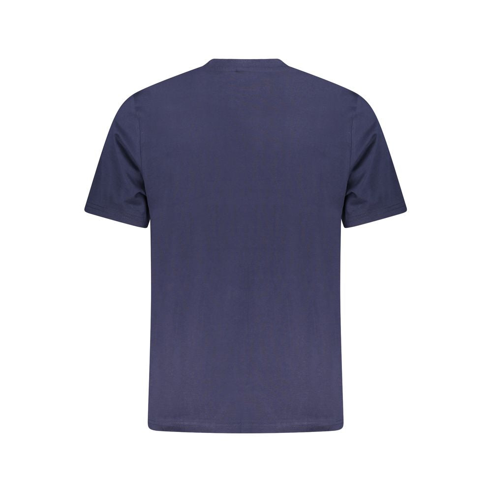 Rear view of North Sails blue cotton men's T-shirt with short sleeves and crew neck, showcasing minimalist design.