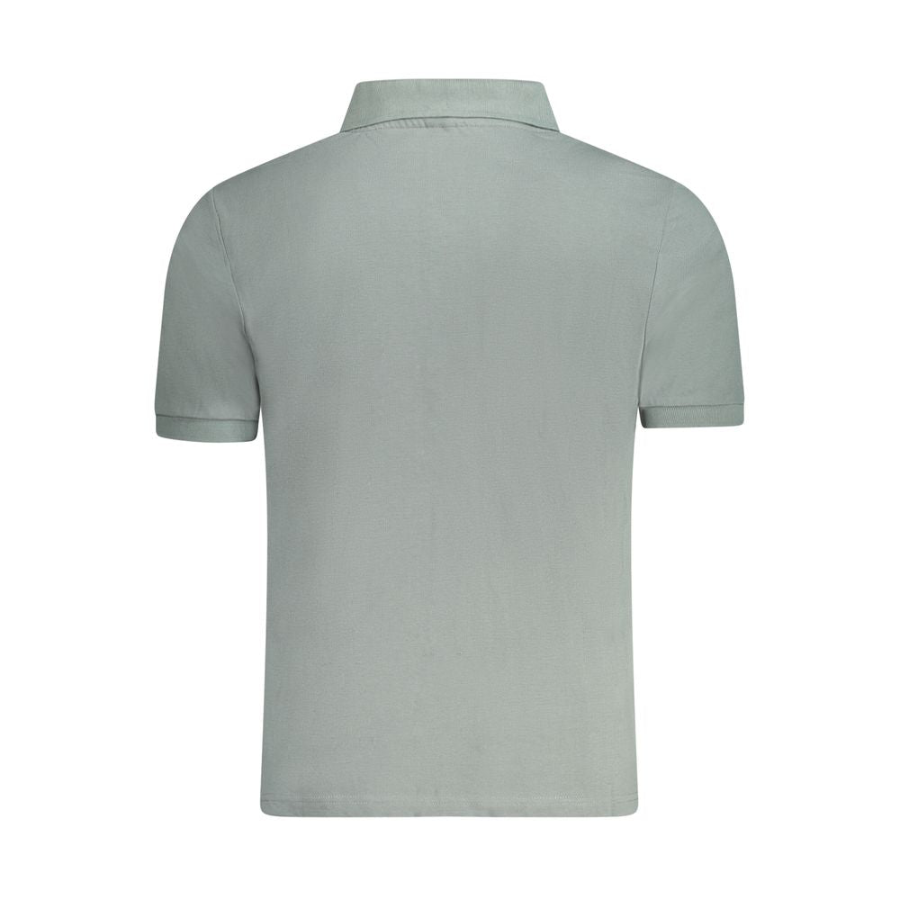 Back view of North Sails green cotton men's polo shirt with short sleeves and classic collar.