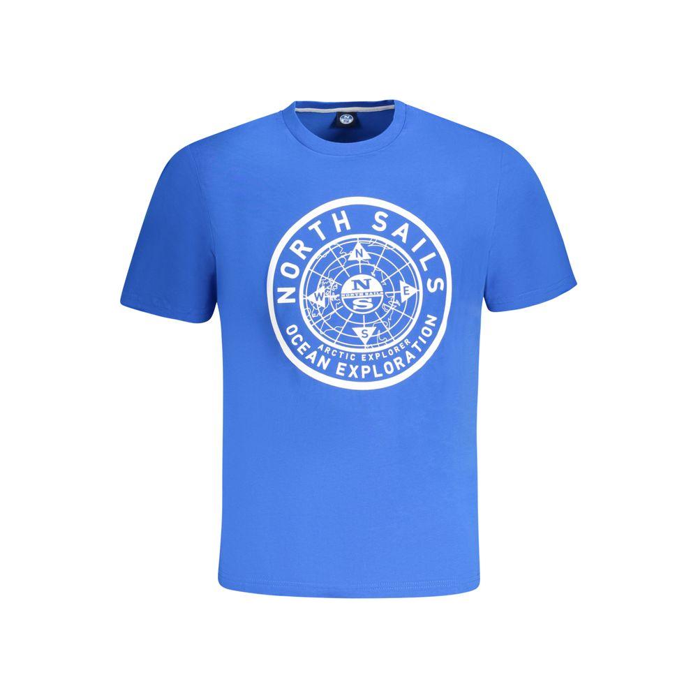 North Sails blue cotton men's t-shirt with logo print and nautical style.
