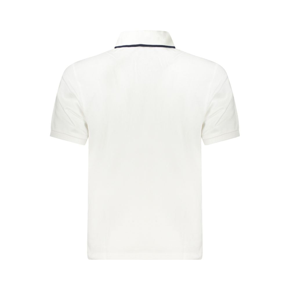 Back view of North Sails white cotton men's polo shirt with nautical chic design and contrasting details.