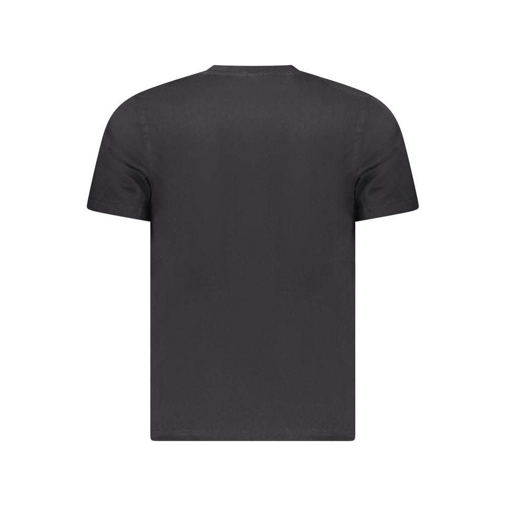 Back view of North Sails black cotton men's t-shirt showcasing short sleeves and crew neck, crafted from premium 100% cotton for comfort.
