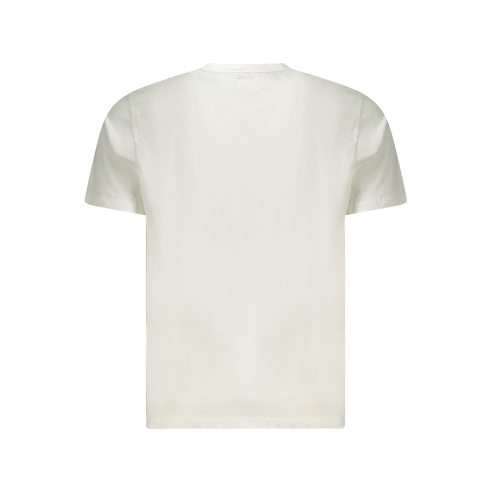 Back view of North Sails white cotton men's T-shirt with short sleeves and crew neck.