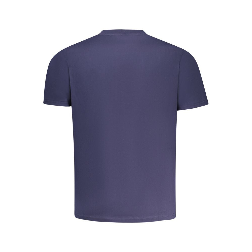 Back view of North Sails Blue Cotton Men's T-Shirt, short sleeve with crew neck, showcasing simple and elegant style.