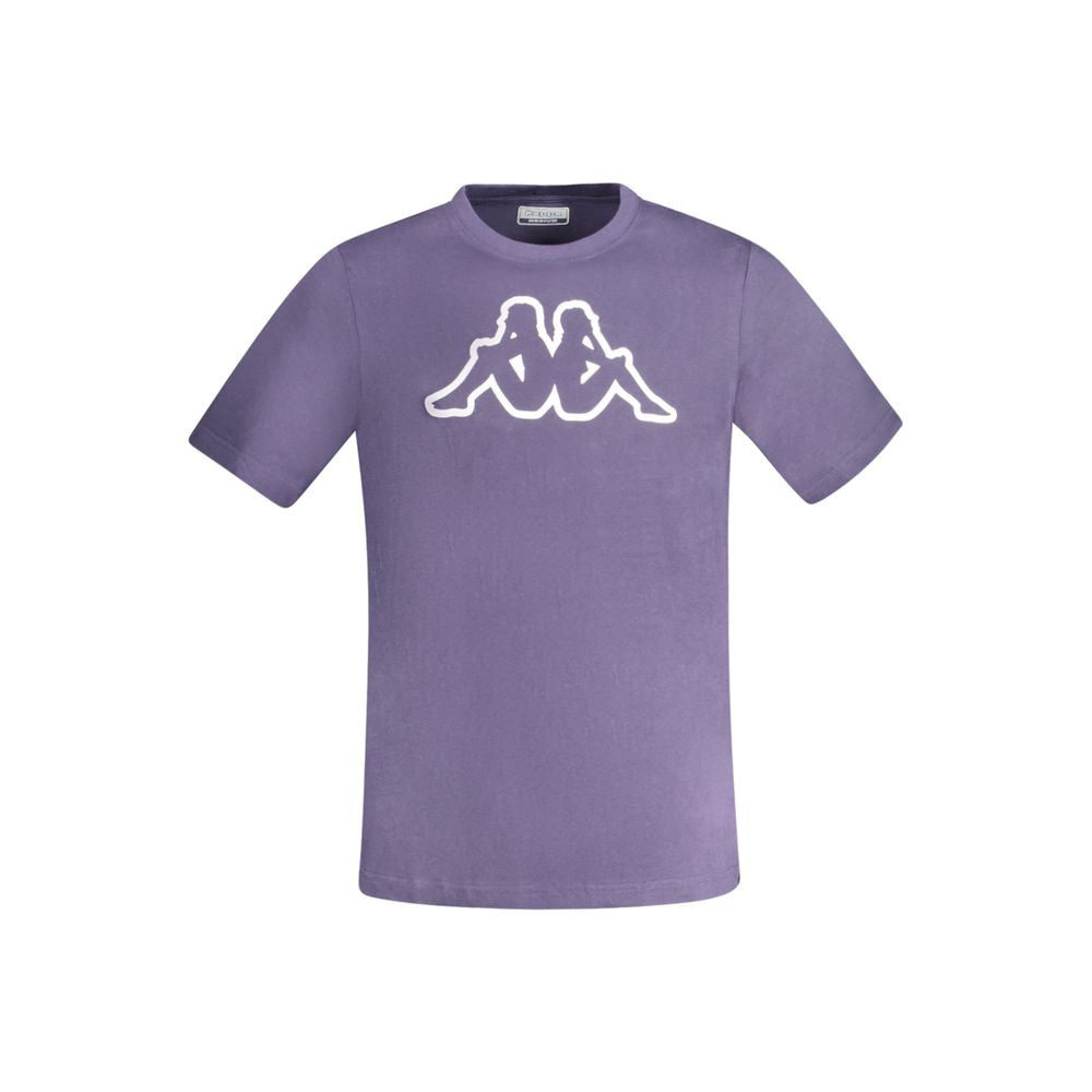 Kappa blue cotton men's t-shirt with logo, short sleeves, crew neck, and bold print for a trendy, comfortable casual look.