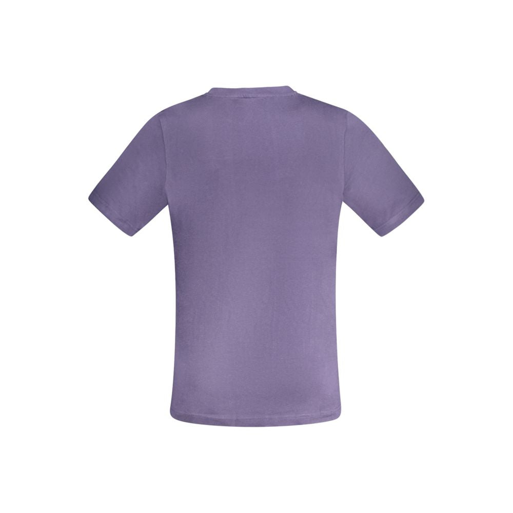 Back view of Kappa blue cotton men's t-shirt with short sleeves and classic crew neck, featuring regular fit and bold design.