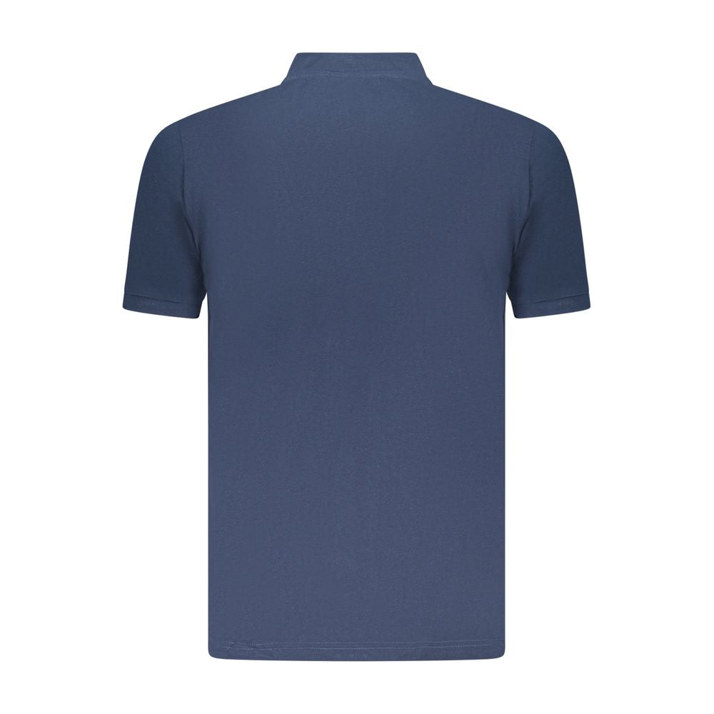 Back view of U.S. Grand Polo Blue Cotton Men's Polo Shirt with Korean collar and short sleeves.