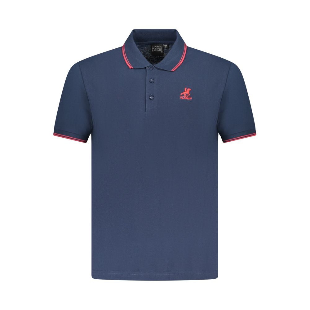 U.S. Grand Polo blue cotton men's shirt featuring contrasting details and embroidery, ideal for a sophisticated and sporty look.