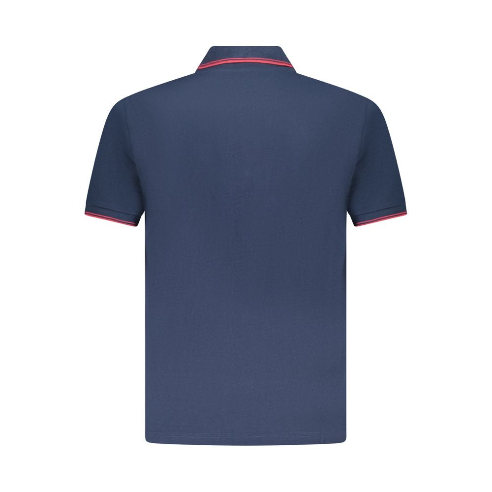 Back view of U.S. Grand Polo Blue Cotton Men Polo Shirt with short sleeves and red contrast details.