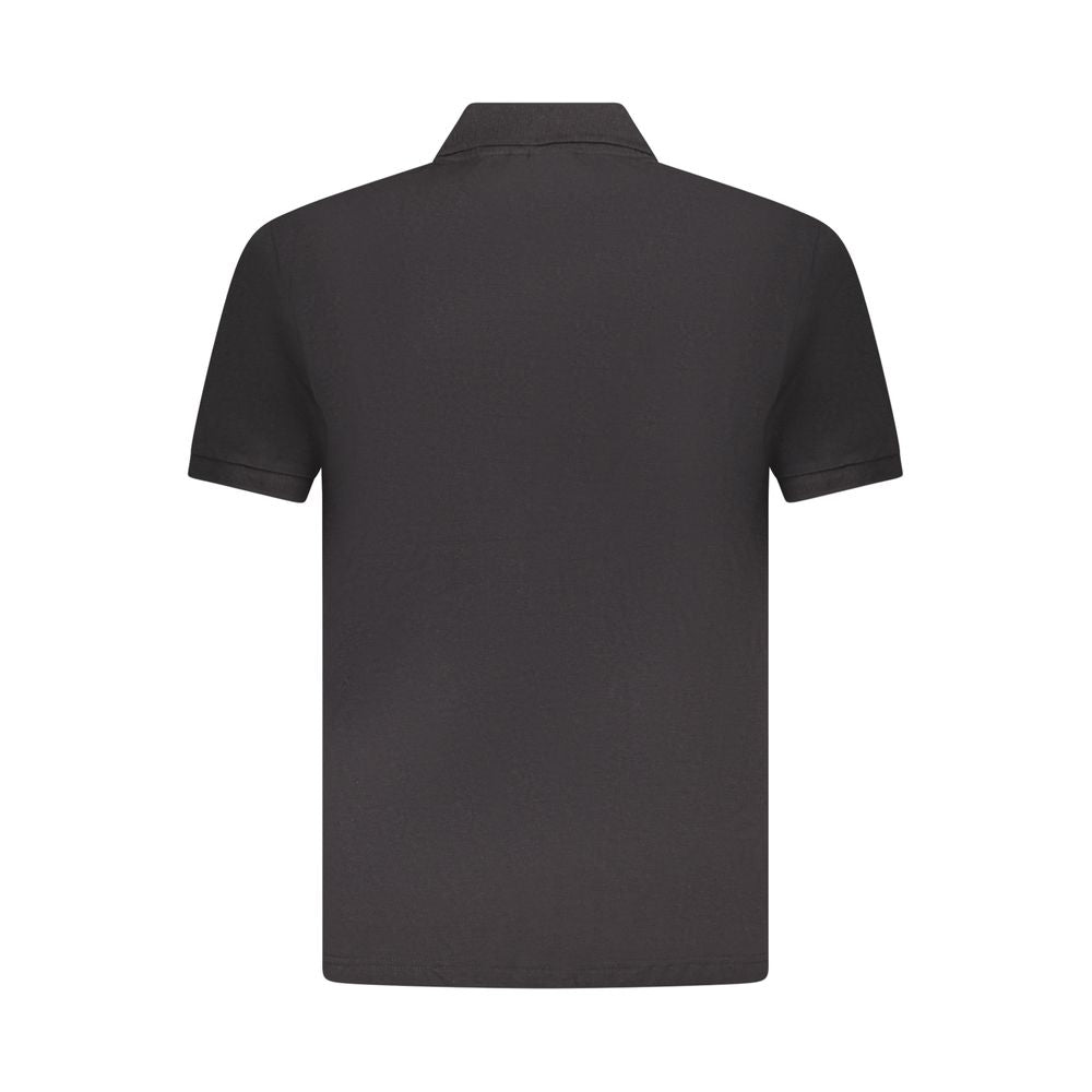 Back view of U.S. Grand Polo black cotton men’s polo shirt with collar and short sleeves, showcasing classic style and comfort.