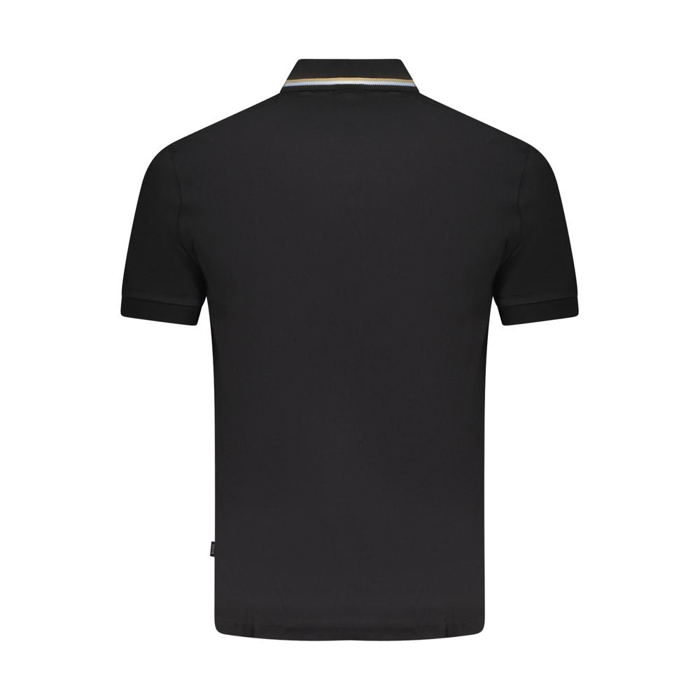 Back view of Hugo Boss black cotton men's polo shirt