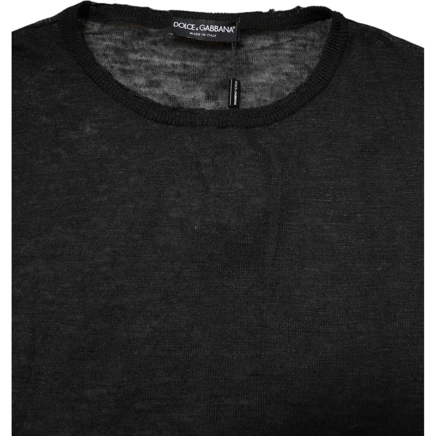 Dolce & Gabbana Black Polyester Crew Neck Pullover Sweater TSH90536-52