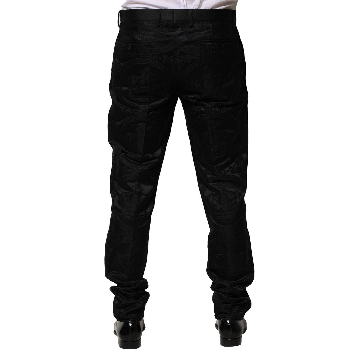 Dolce & Gabbana Black Cotton DG Crown Dress Pants PAN76468-52