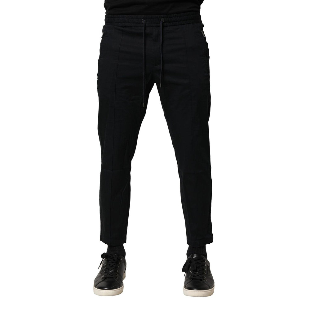Dolce & Gabbana Black Cotton Mid Waist Jogger Pants PAN76471-46
