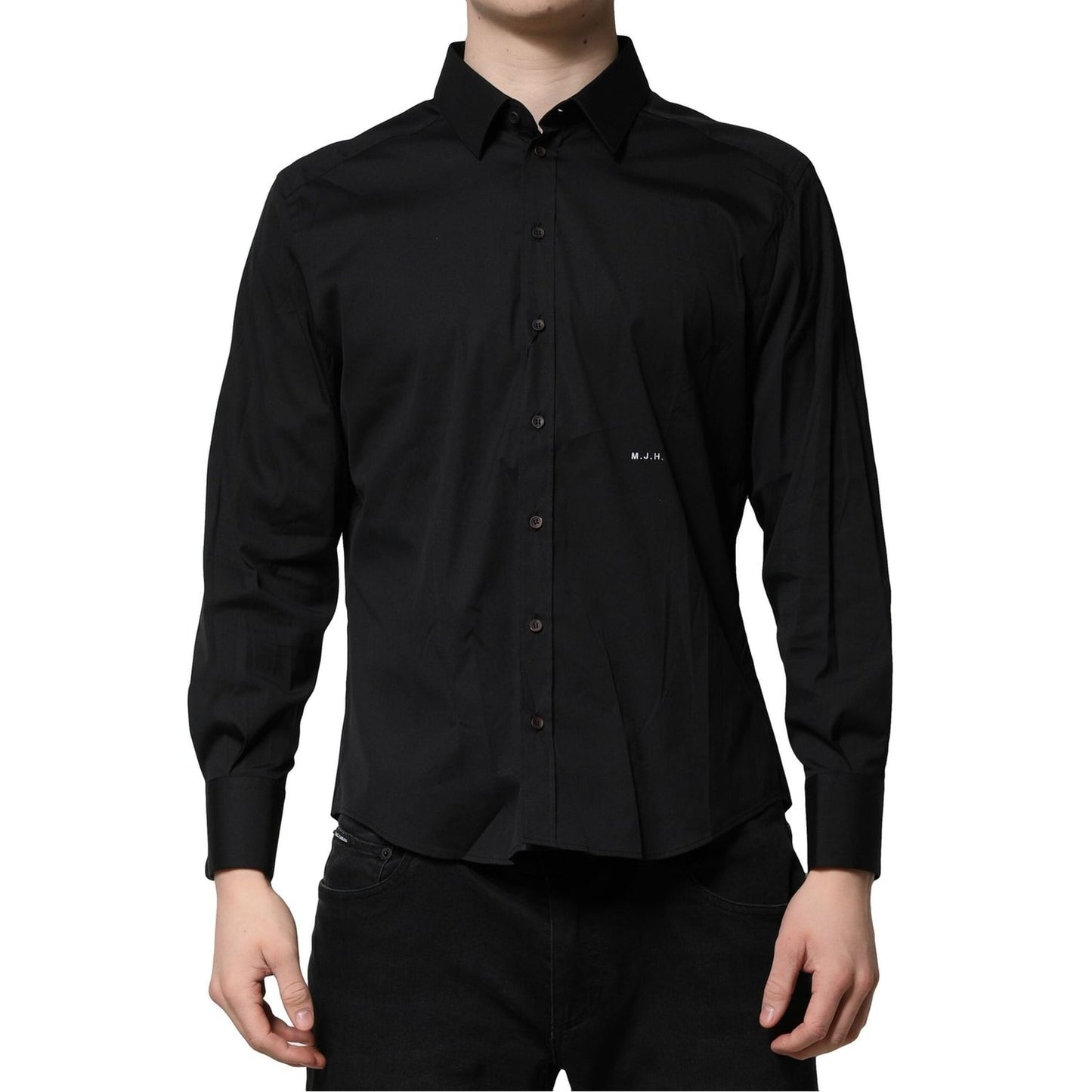Dolce & Gabbana Black SARTORIA Cotton Formal Men Dress Shirt TSH90657-42