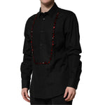 Dolce & Gabbana Black Crystal GOLD Formal Men Dress Shirt TSH90681-42
