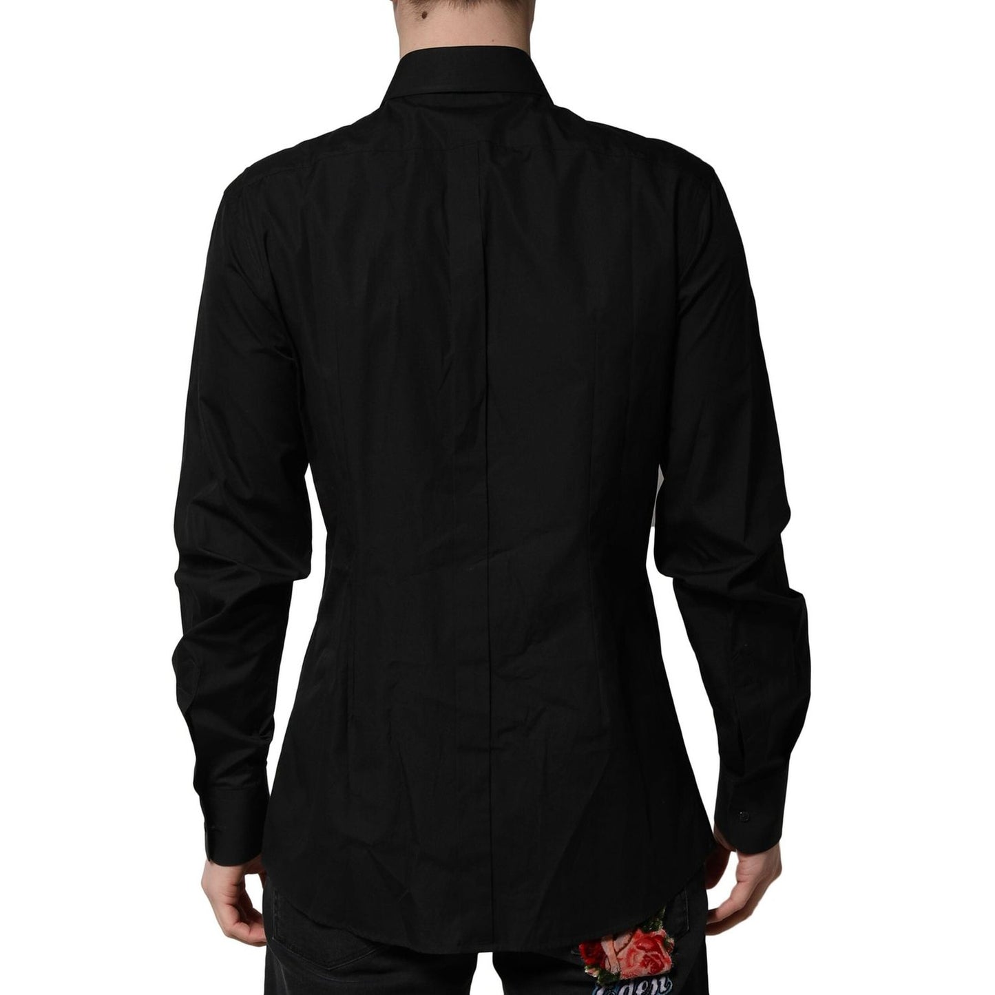 Dolce & Gabbana Black Crystal GOLD Formal Men Dress Shirt TSH90681-42
