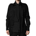 Dolce & Gabbana Black Polka Dot Collar Tie Neck Casual Shirt TSH90709-37