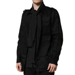 Dolce & Gabbana Black Polka Dot Collar Tie Neck Casual Shirt TSH90709-37