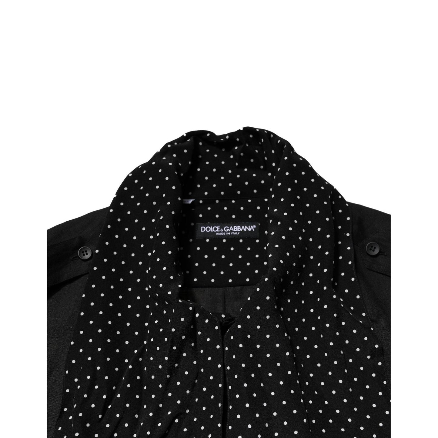 Dolce & Gabbana Black Polka Dot Collar Tie Neck Casual Shirt TSH90709-37